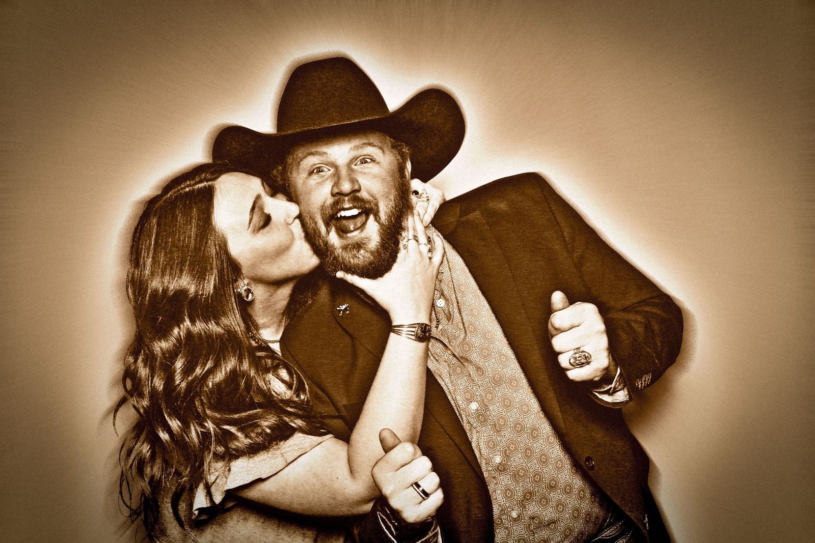 Sepia glam photo booth portrait
